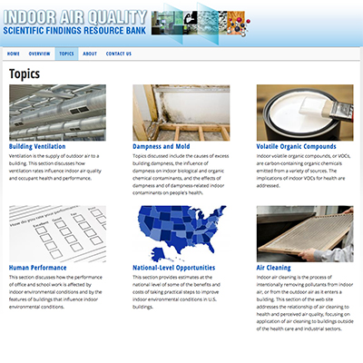 Screenshot of the IAQ Scientific Findings Resources Bank